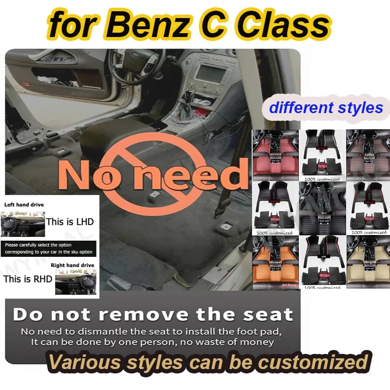 LUXURI Tappetini Auto Per Mercedes Benz Classe C W205 C180 200 220 250 260 300 350 400 450 2014 2015 2016 2017 2018 2019 2020