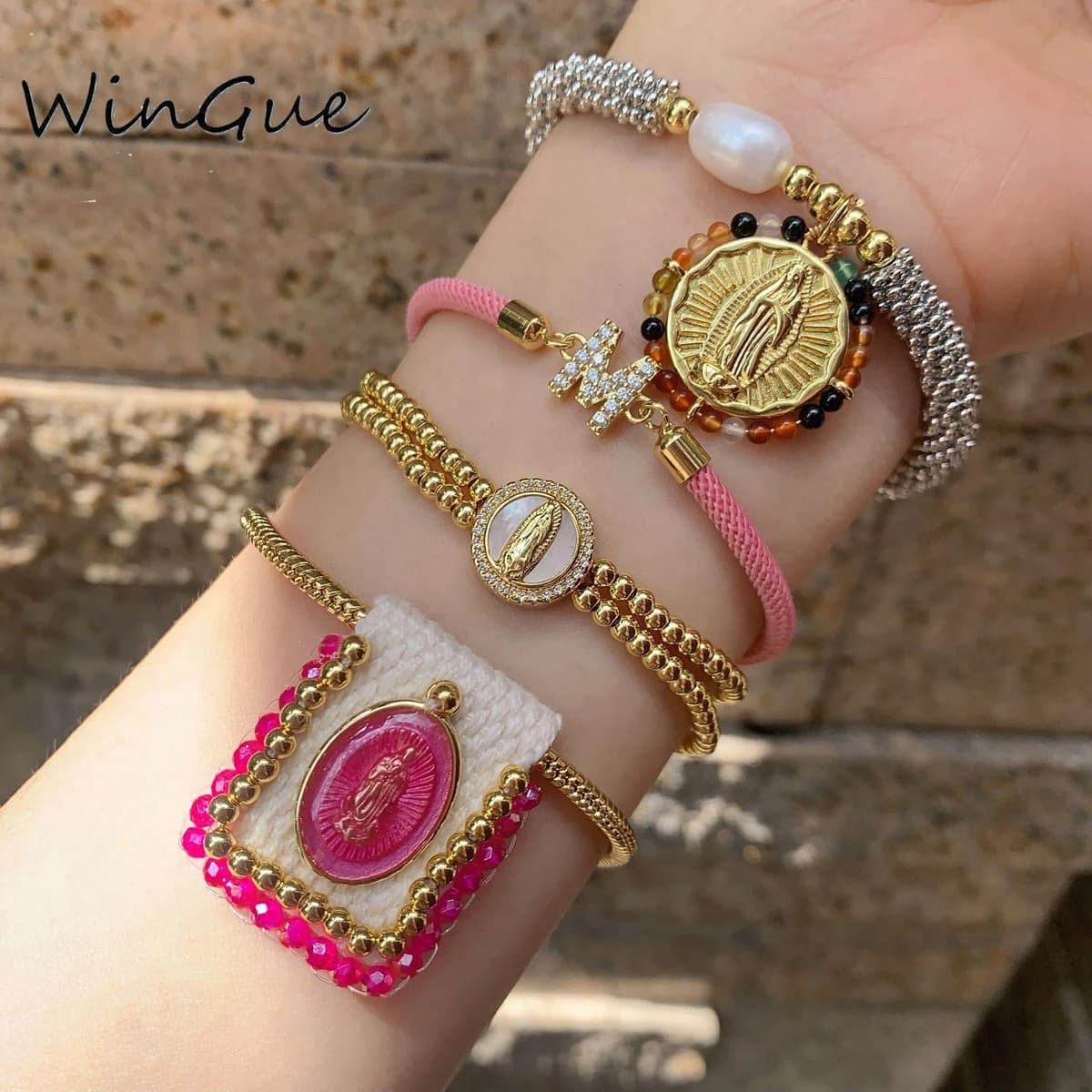 Unique designs virgin charms bracelet jewelry copper gold plated adjust chain bracelet religion for men women W2513