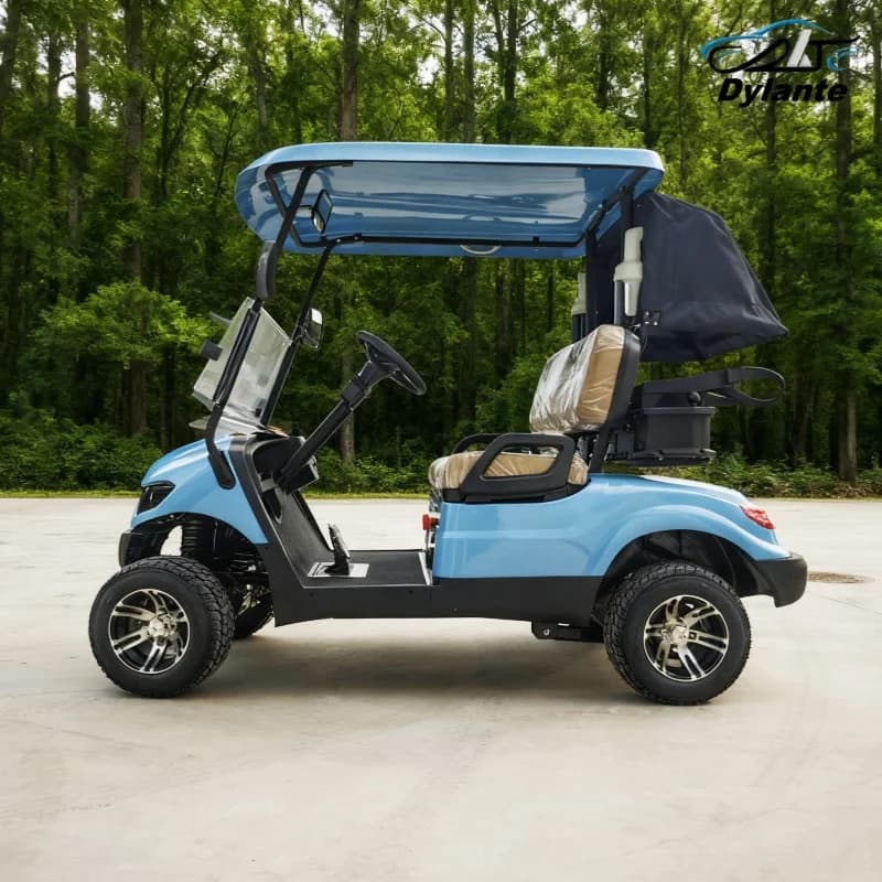 Golf Cart Elettrico Omologato per la Circolazione Stradale, 4 Ruote, Motore 4KW/5KW, con Cinghie per Sacca da Golf, Cesto, Secchio per Sabbia e Lavapalline X2