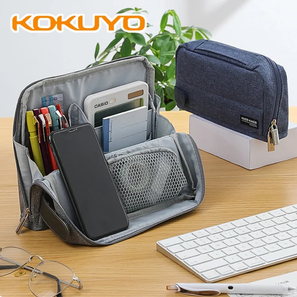 1 pz Astuccio portapenne KOKUYO Giappone, Borsa portaoggetti multifunzionale verticale, Grande capacità, Articoli scolastici Kawaii