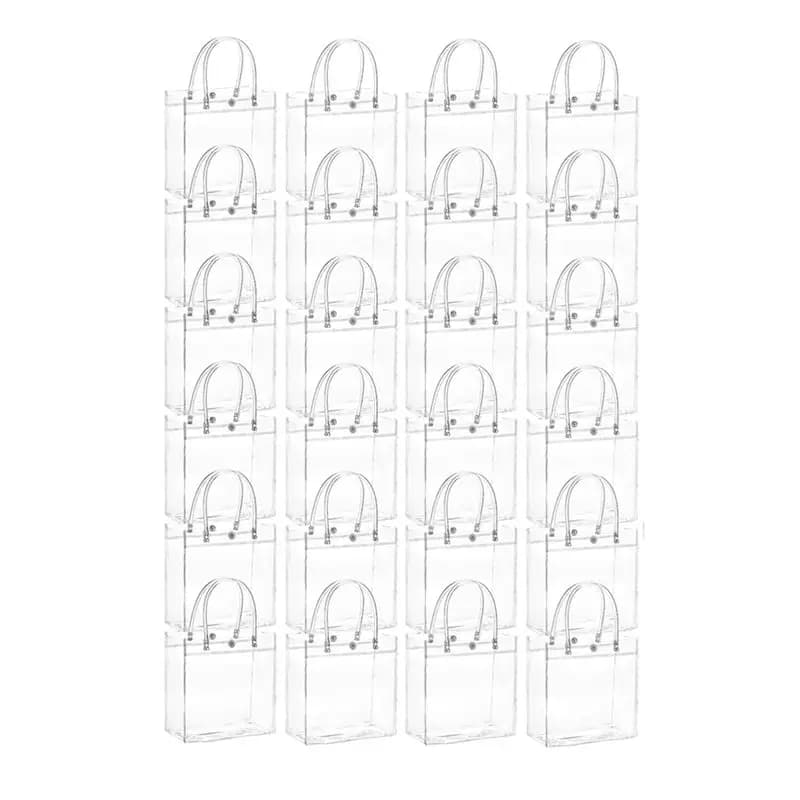 AEE4-20 Pcs Clear Gift Bags With Handle Gift Bags Transparent Reusable Tote Bags Candy Goodie Bags Tote Bag