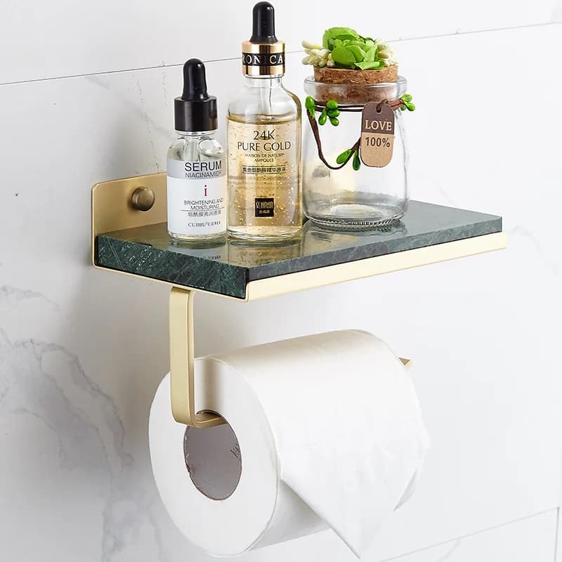 Brass Paper Towel Holder Bathroom Marble Paper Roll Holder Brushed gold/Gold Toilet Paper Plane Mobile Phone Holder White/Green