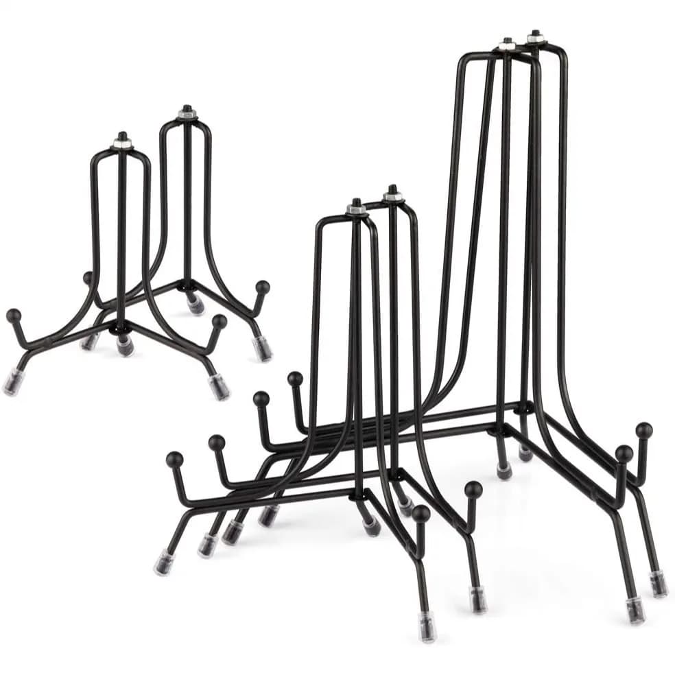 Set di 6 Supporti Antiscivolo per Esposizione in 3 Misure, Cornici in Filo di Ferro Nero da 4, 6, 8 Pollici per Immagini, Foto, Decorazioni