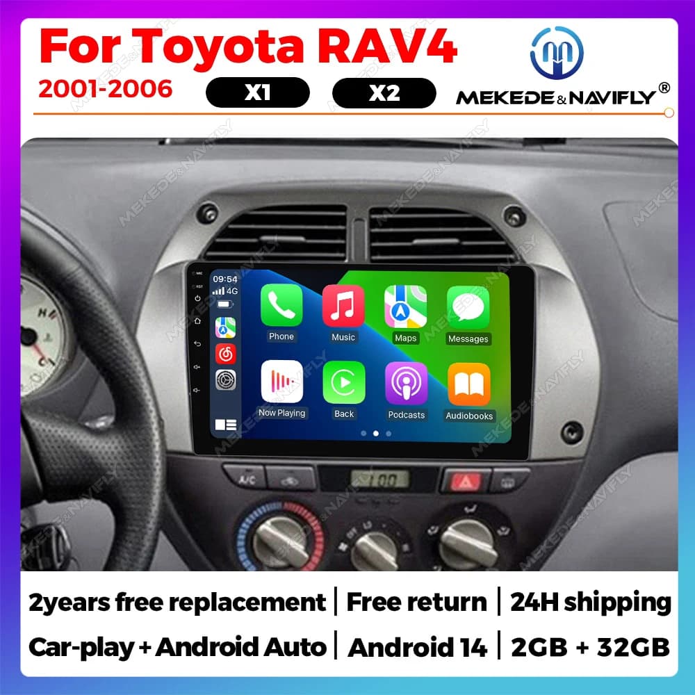 Android 14 Autoradio for Toyota RAV4 2 CA20 CA20W XA20 2001- 2006 Autoradio Multimedia GPS Wireless Carplay Android Auto