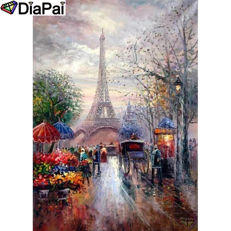 DIAPAI 5D DIY Diamond Painting "Tower scenery" Full Drill Resin Diamond Embroidery Cross Stitch Home Decor A25197