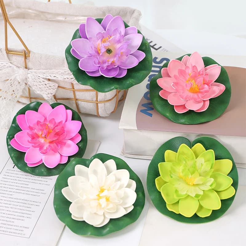 5/10Pcs Artificial Flowers Lotus Heads 10CM Fake Flowers Water Lily Pond Plants for Gardens Home Decor Beach Party Ornament