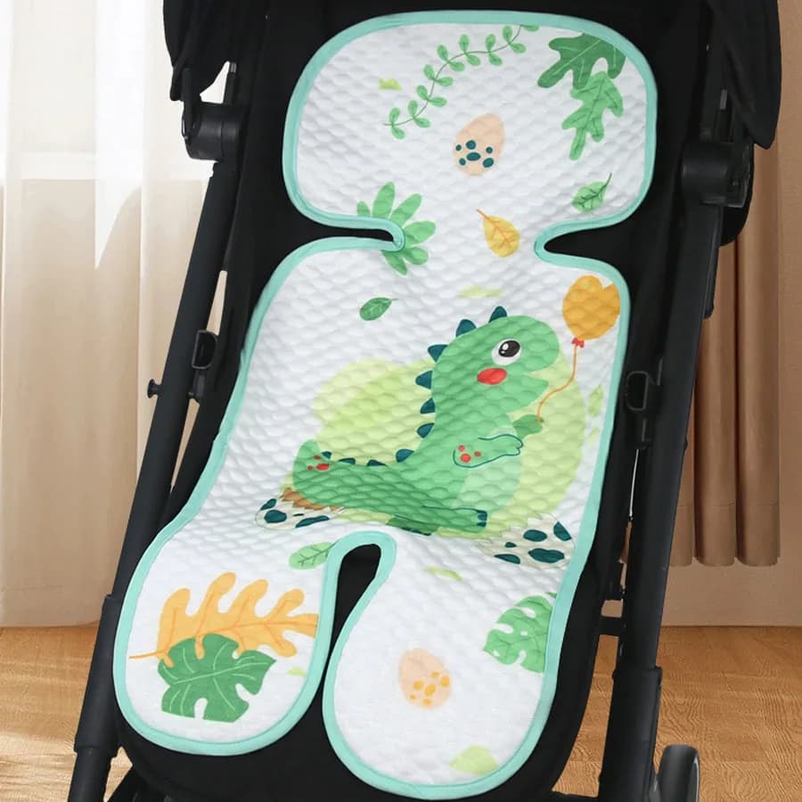 Tappetino per passeggino estivo Tappetino per passeggino per neonato in cartone animato Cuscino per sedile in seta traspirante Lavabile universale per neonati 0-3 anni