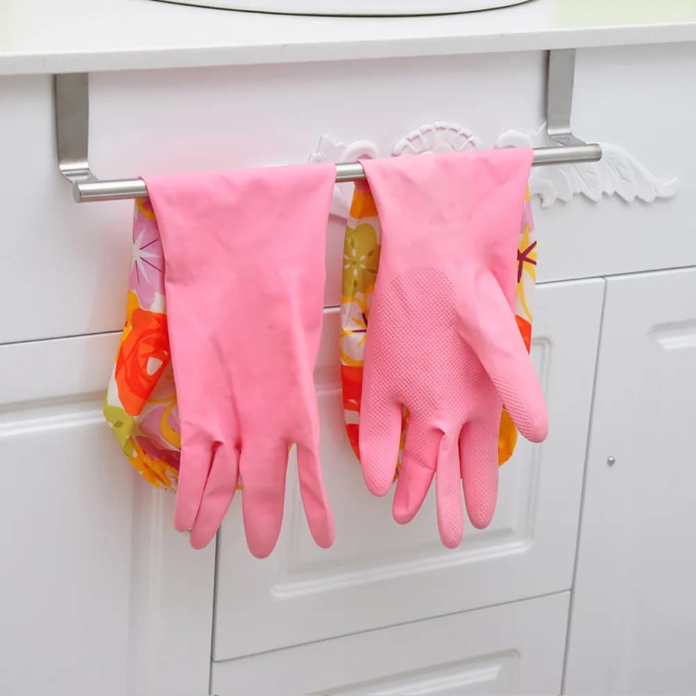 Stainless Steel Over Door Towel Bar Brushed Cabinet Hanger Rack for Kitchen Dish Towels Small Size