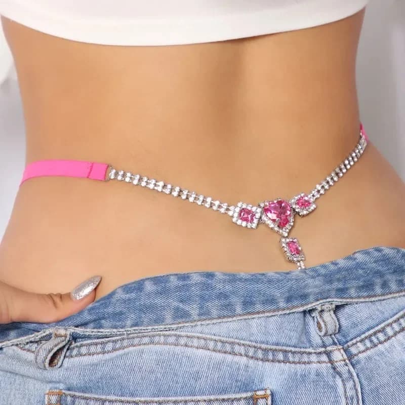 Mutandine a forma di cuore rosa Intimo a corda Strass all'ingrosso Viquini brasiliani Nuovi pantaloncini perizoma rave sexy da spiaggia