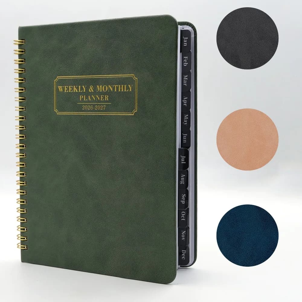 Agenda Semestrale 26-27, Semplice Quaderno a Spirale in Inglese per Lavoro, Studio e Pianificazione Quotidiana