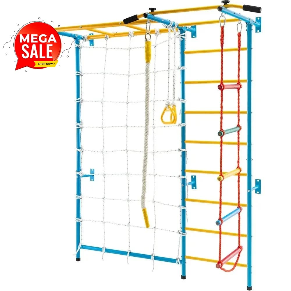 Stainless Steel Climbing Wall Set: Staircase, Traction Bar, Corda, Rings and More