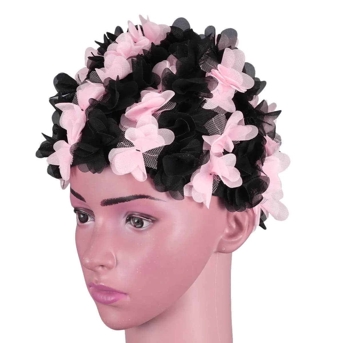 Pink Nuoto Headphone with 3D Floral Design, Nylon Premium, Lightweight and Soft, Ideal for Long Hair, Swimming Accessories