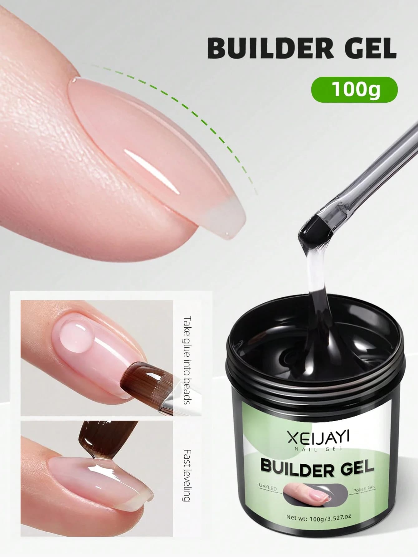 1pc 100g Costruzione No Wipe Gel Base Coat, Soak Off LED Base in gel trasparente Gel Finitura lucida Smalto gel a lunga durata