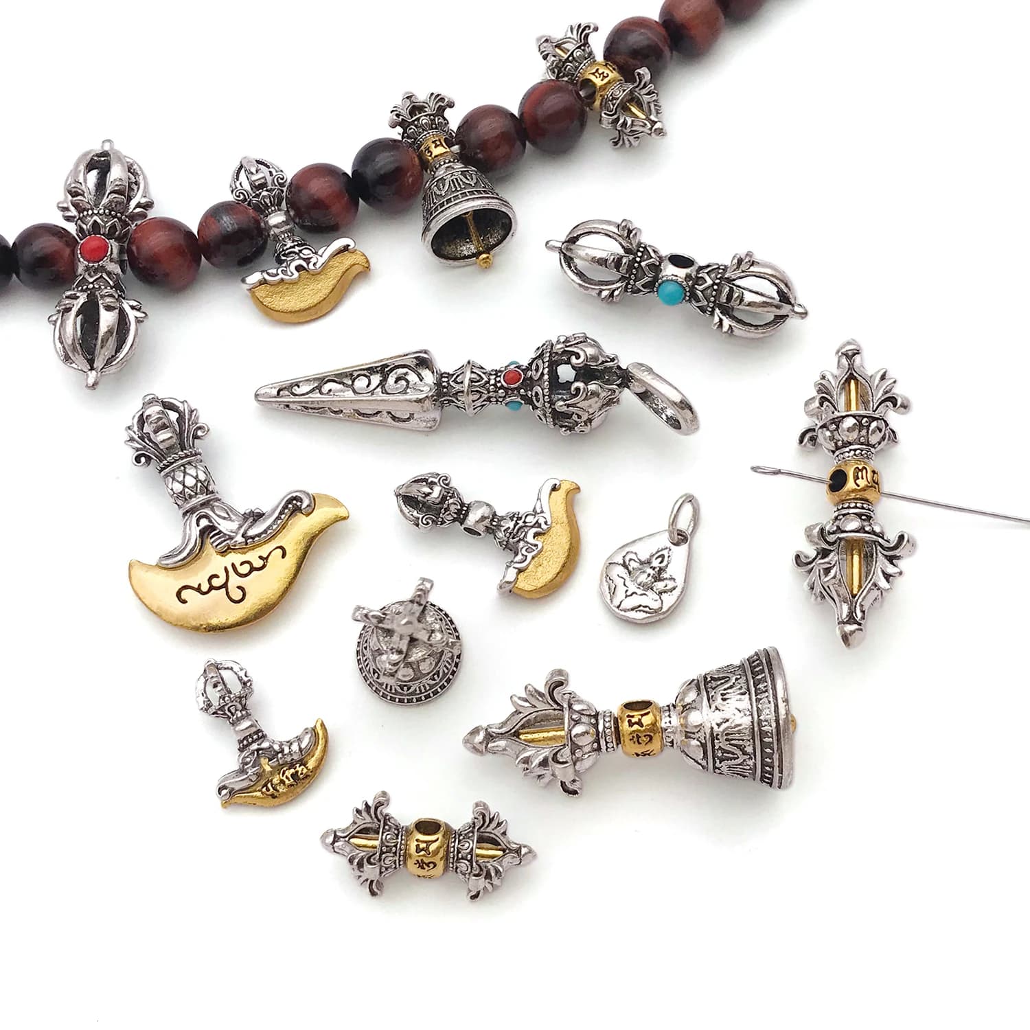 1pc Tibetan Alloy Charms, Vajra bell Vajra Pestle Pendants, for DIY Bracelet Necklace Earrings Jewelry Making Accessories