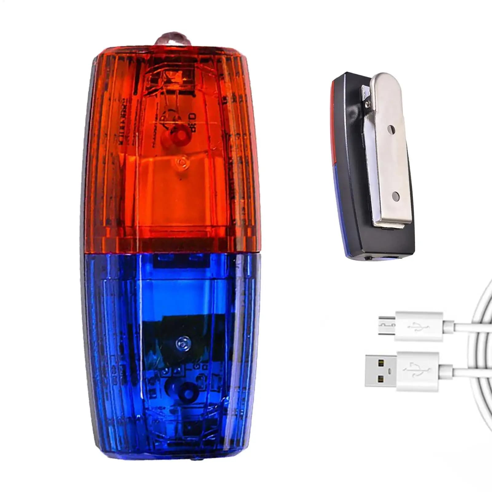 1pc Safety Patrol Alarm Flash Signal Strobe Lamp Red Blue Led Shoulder Warning Light 600mAh USB Charging With Steel Clip