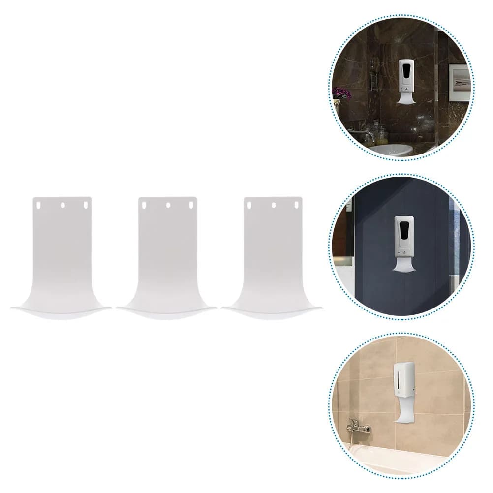 Set di 3 Dispenser di Sapone con Vassoio Antigoccia in Plastica per Montaggio a Parete, per Cucina, Bagno e Lavanderia
