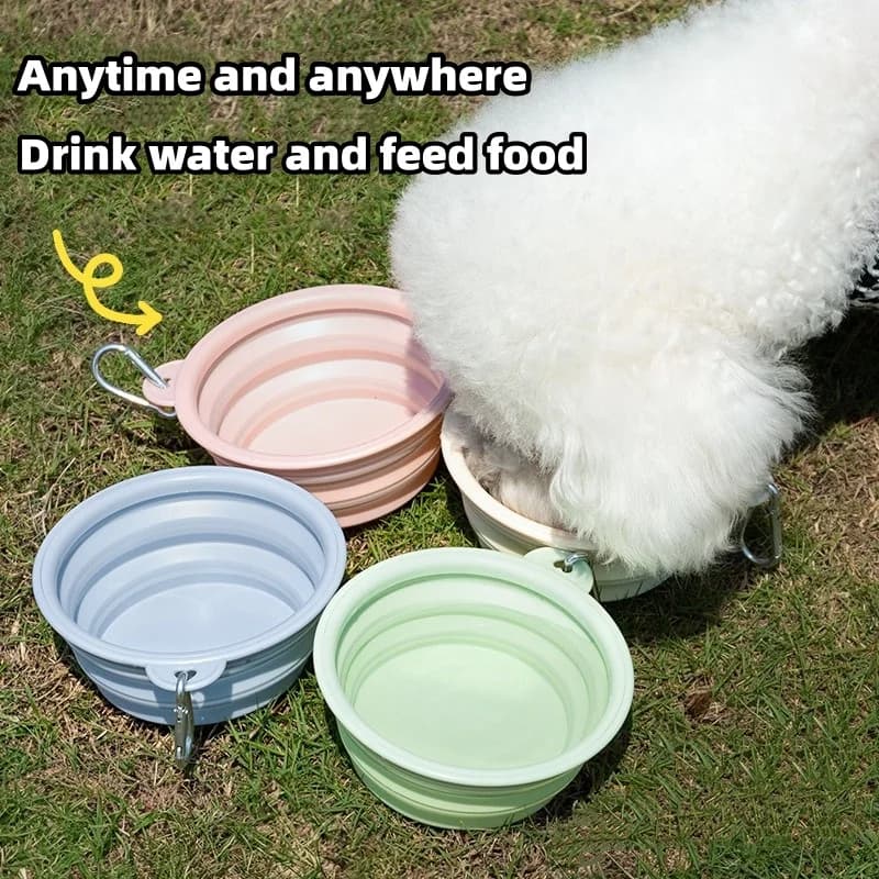 Collapsible Silicone Dog Bowl Foldable Portable Travel Pet Feeding Bowl for Cats Dogs Food Water Large Capacity Outdoor Camping