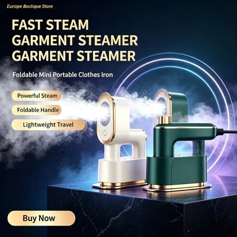 Foldable Mini Portable Handheld Clothes Iron Lightweight Trip Carry-On Garment Steamer for Travel Home