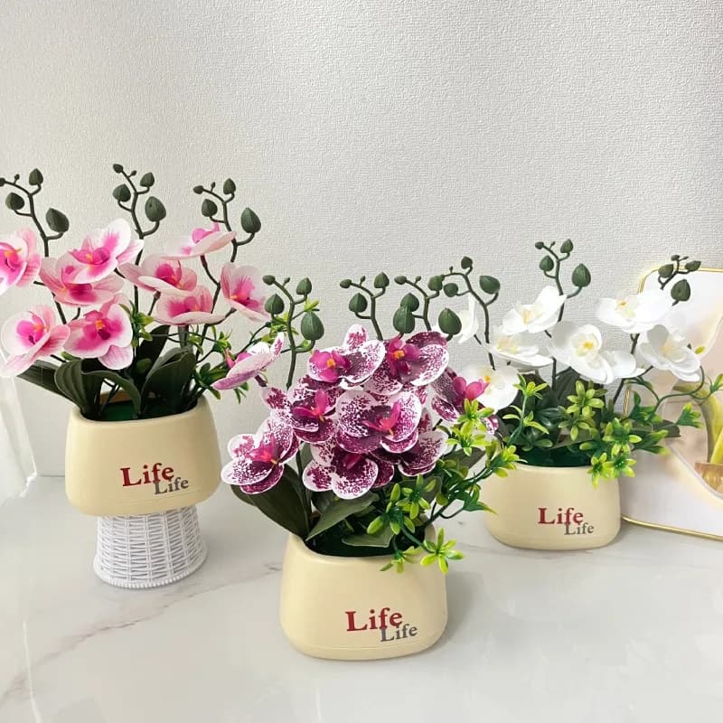 Elegante orchidea di simulazione di fascia alta in stile nordico - pianta in vaso di orchidea a farfalla, decorazione floreale domestica di lusso multifunzionale