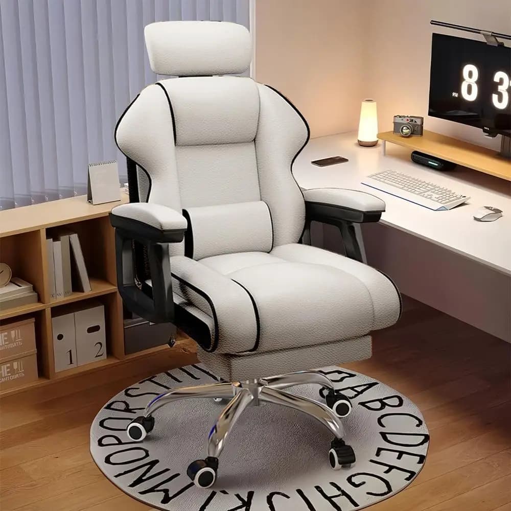 Ergonomic Reclining Office Chair with Footrest, Lumbar Support, and High Back for Big & Tall Gamers or Home Use