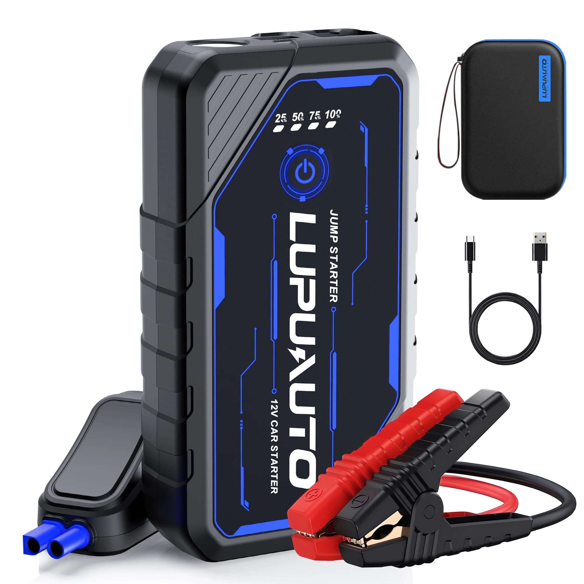 Avviatore di Emergenza Portatile per Auto 6000A 12V, Power Bank 10400mAh, Dispositivo di Avviamento Auto, Starter di Emergenza per Batteria Auto