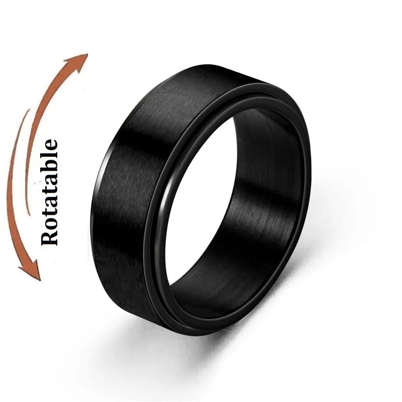Metal Spinner Fidget Black Rock Band Rings For Men Anti Rotating ansia Control rilassante Joint Ring accessori Bague Homme