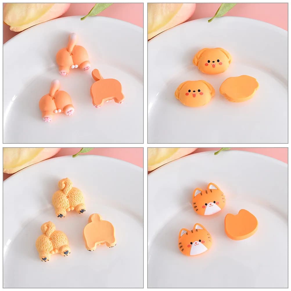 14 pezzi di ciondoli in resina fai da te per cartoni animati con retro piatto per cani e gatti, fermagli per capelli, set di decorazioni artigianali, ciondoli per cartoni animati, ciondoli per cassa del telefono fai da te