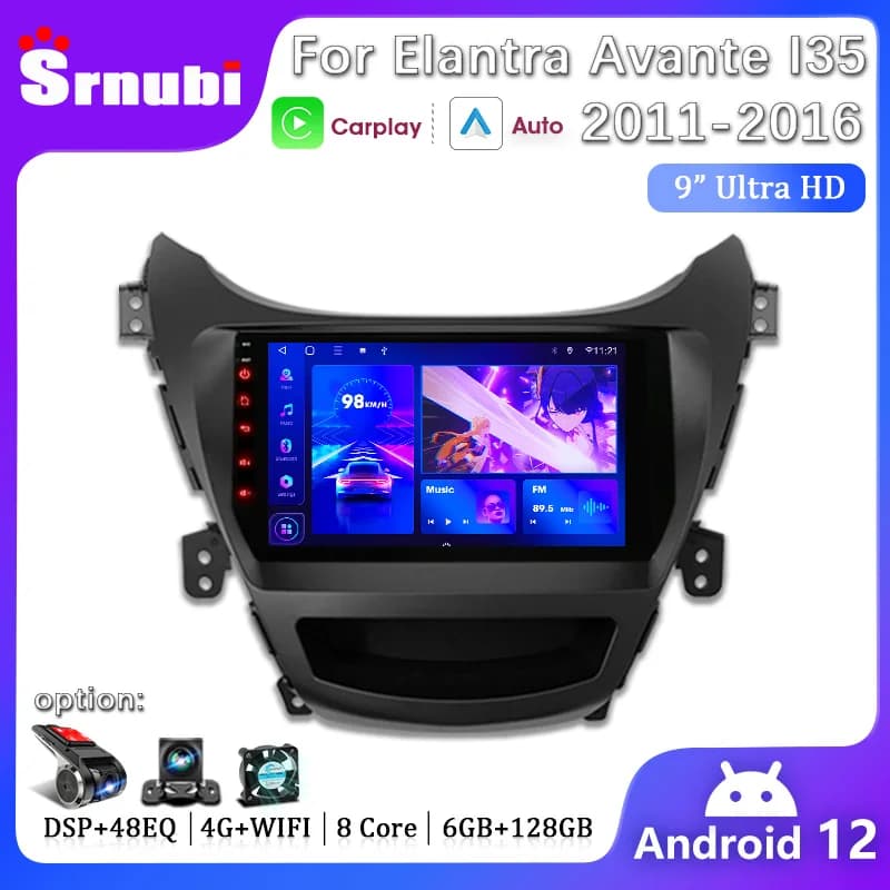 Wireless Carplay Autoradio Android 12 Per Hyundai Elantra Avante I35 2011 - 2013 2014 2015 2016 Lettore Multimediale 2 din Stereo