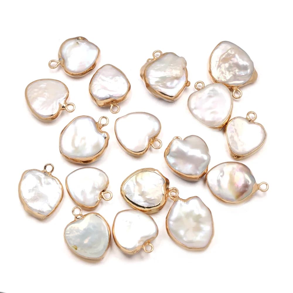 Natural Freshwater Pearl Pendants 16x19mm Heart Shaped High Luster Smooth Surface Premium Raw Beads for Daily Wear Necklaces