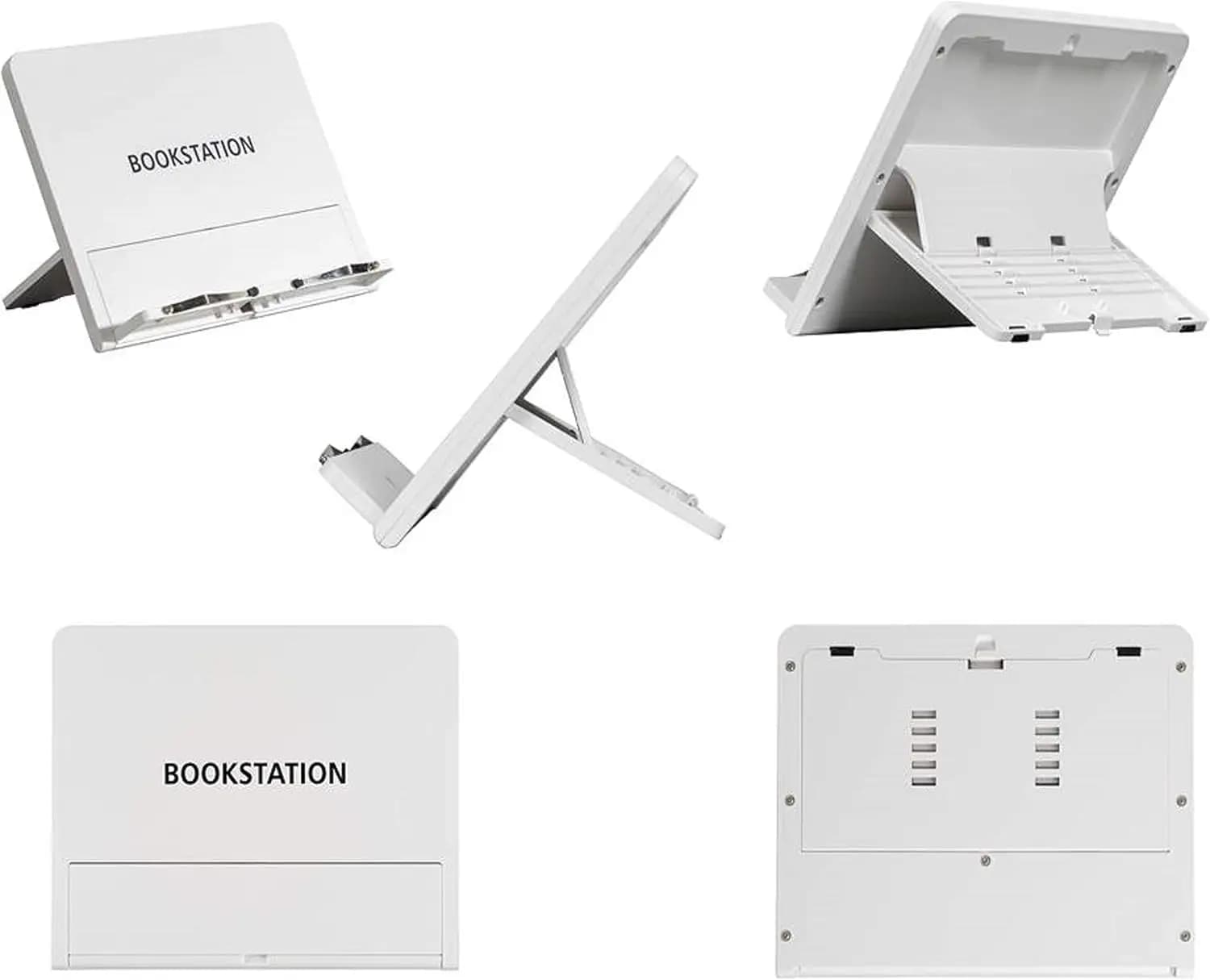 Supporto per libri bianco per la lettura, regolabile e portatile, ideale per libri di cucina e tablet