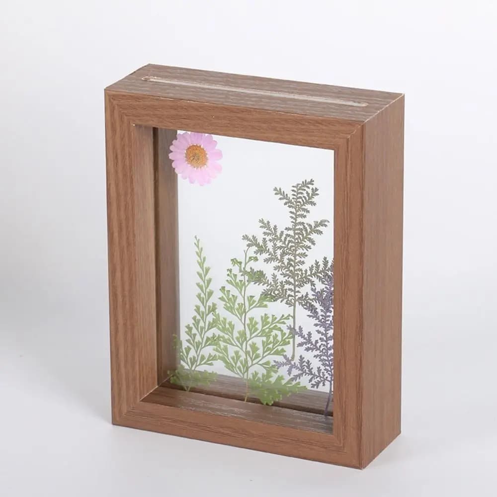 Wooden Glass Leaf Specimen Frame Transparent Double-sided Paper-cut Picture Frame Thicked Photo Display Frame Home Decoration