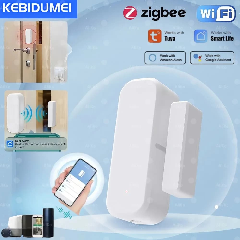 Tuya WiFi/Zigbee Sensore intelligente per porte e finestre Allarme di sicurezza magnetico APP Smartlife Monitor remoto Funziona con Alexa Google Home