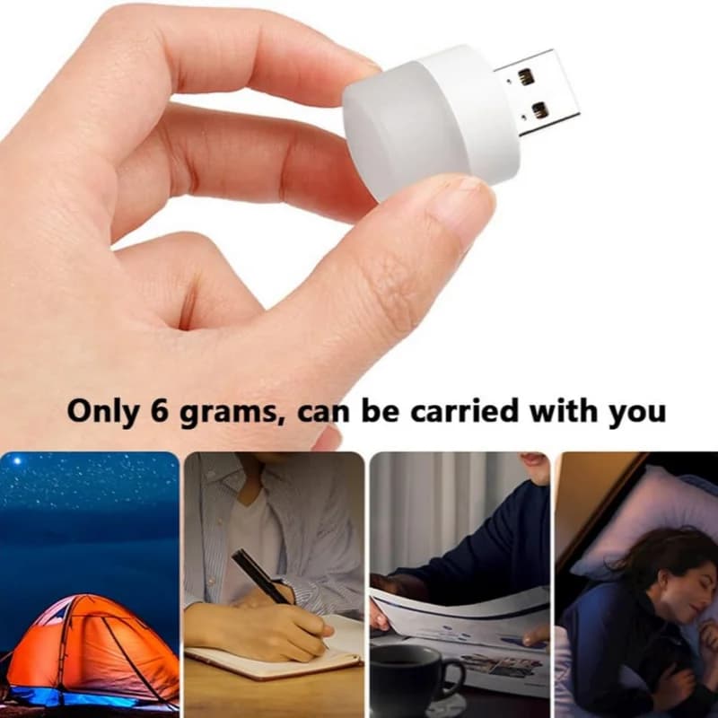 USB Night Light Mini LED Night Light USB Plug Lamp Power Bank ricarica USB Book Lights piccola lettura rotonda