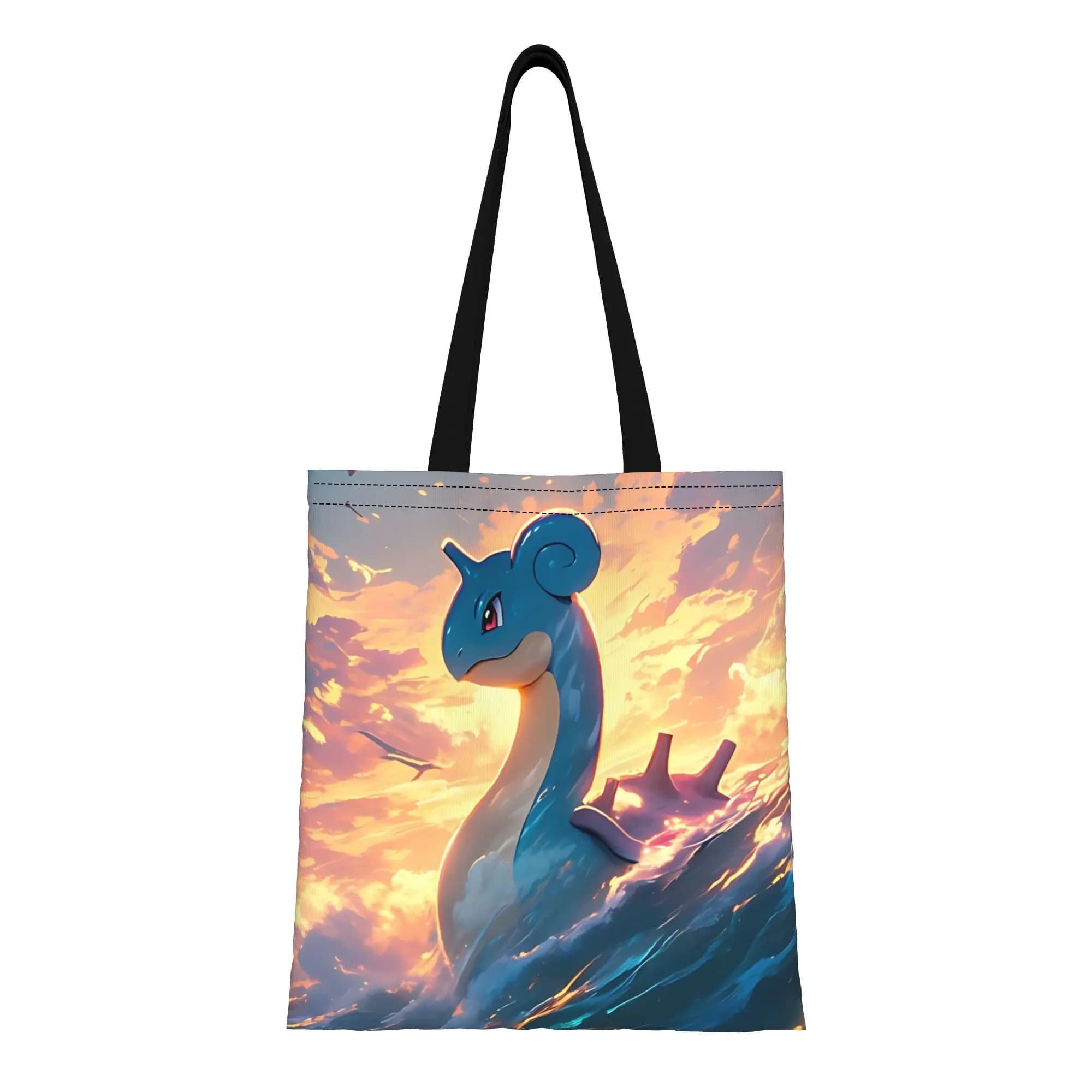 1PC Cute Pokemon Art Summer Vibes Borsa tote in tela riutilizzabile a doppia faccia Borsa a tracolla funko
