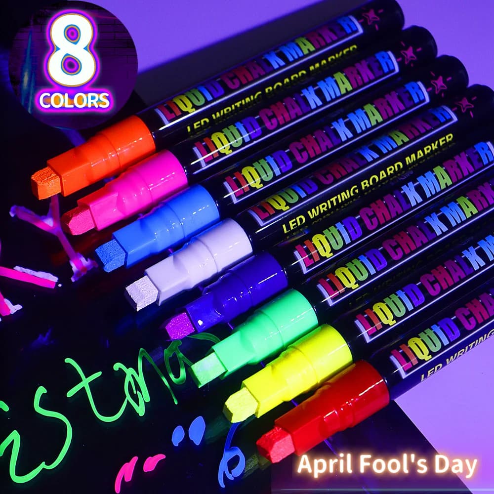 8 pennarelli al gesso liquido neon – a base d'acqua, cancellabili, per lavagne da bistrot, cartelli menu, appunti per frigoriferi e pareti in vetro per ufficio