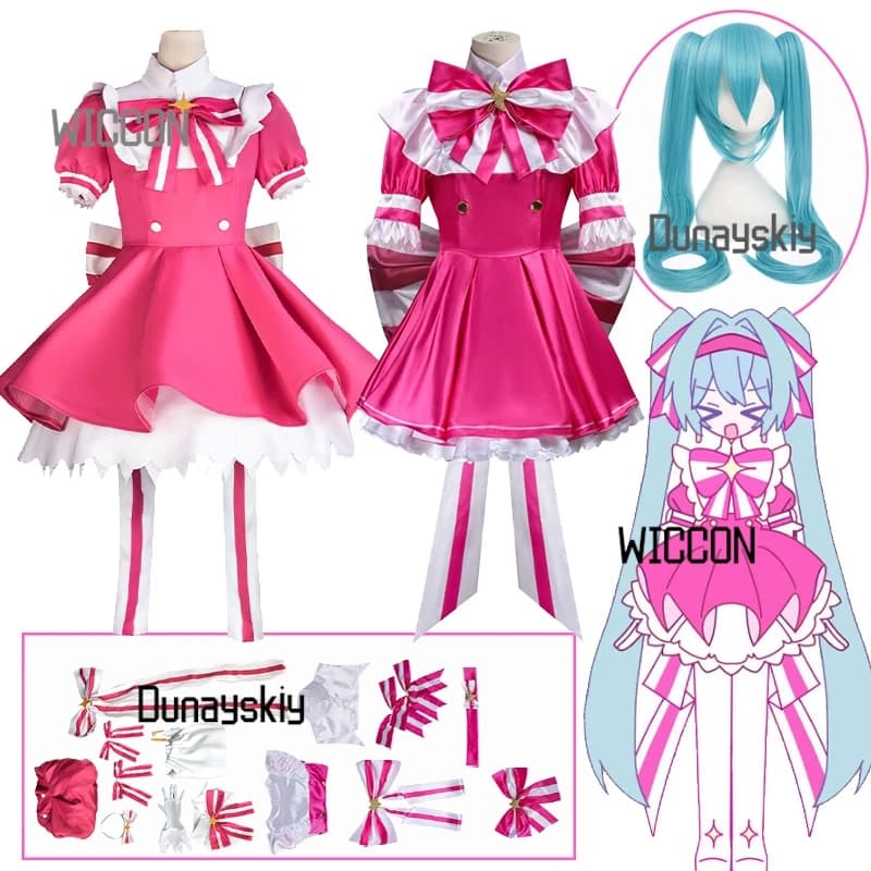 Cosplay Project SEKAI Instant Reincarnation Mikukkkuu with Wig, Gonna Rosa Lolita Magica, 2 Versions, Kawaii for Carnival and Shows
