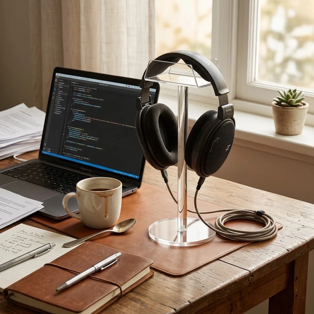 Supporto per Cuffie in Acrilico Universale, Espositore da Tavolo per Cuffie da Gaming e Accessori, Robusto Supporto da Banco per Tutti i Tipi di Cuffie Over-Ear