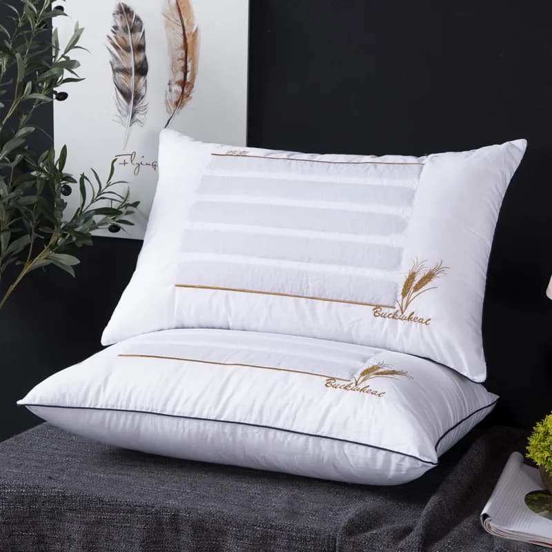 48x74cm Cotton Cassia Seed Buckwheat Pillow with Lavender Jasmine Fill Healthier Alternative to Traditional Pillow for Comfortab