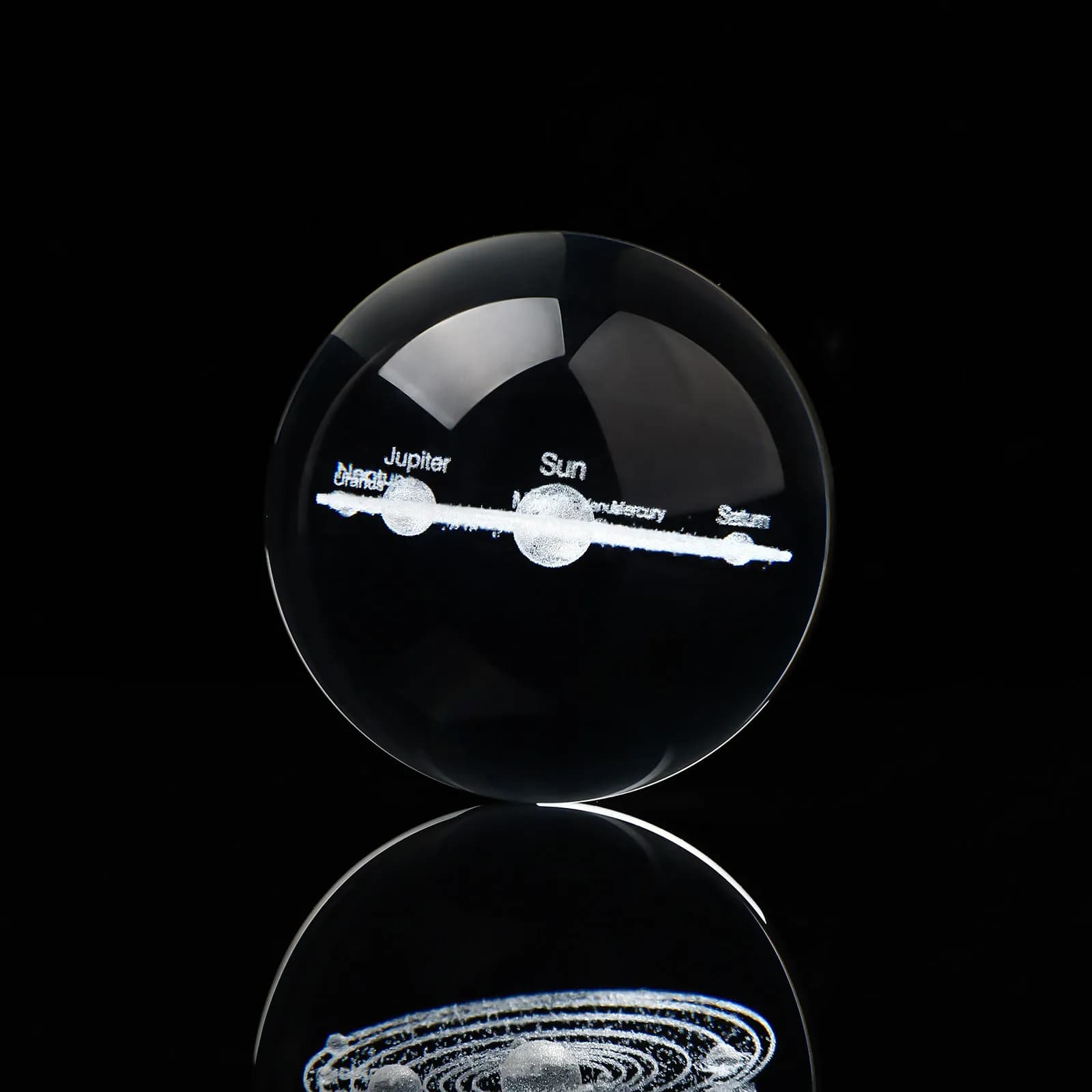 Sfera di Cristallo con Pianeti Incisi, Elegante Decorazione Cosmica per Soggiorno, Camera da Letto, Ufficio, Astronomia