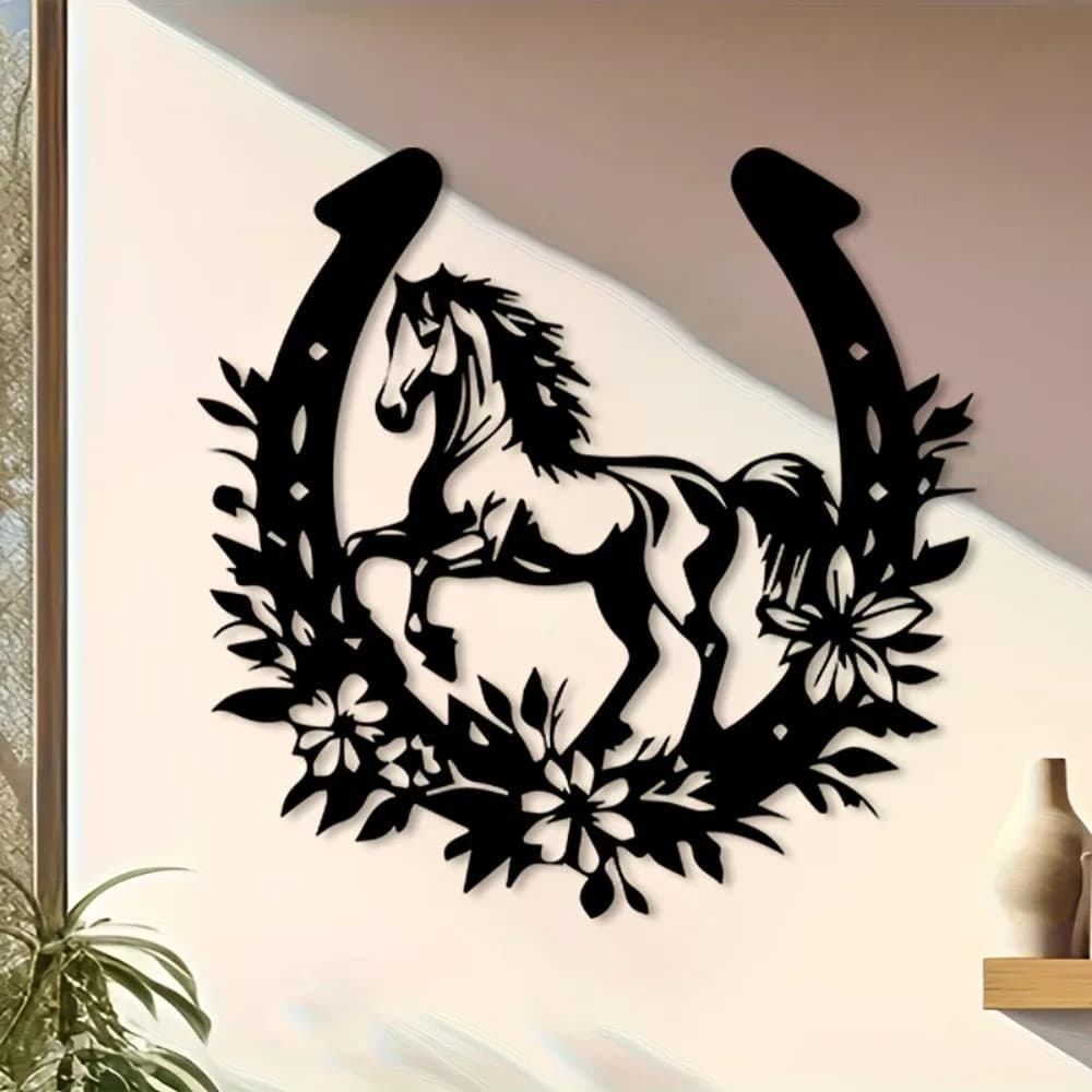 Decorazione da Parete in Metallo a Forma di Ferro di Cavallo, Gancio in Ferro per Arredamento Interno ed Esterno, Regalo per Amanti dei Cavalli