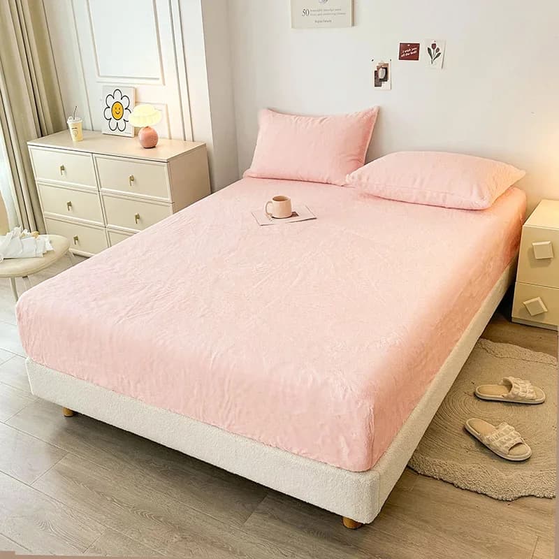 150x200cm Thickened Imitate Rabbit Hair Fit Sheet Solid Color Bed Cover with Elastic Band Bed Sheet High Quality Mattress Cover