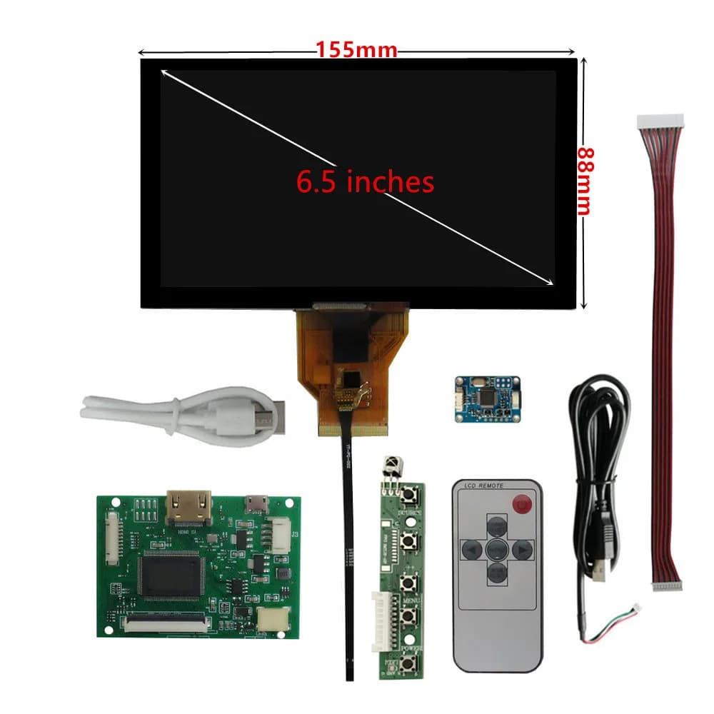 Display LCD da 6,5 pollici + touchscreen Kit scheda di controllo driver compatibile HDMI per computer Monitor ausiliario fai-da-te Raspberry Pi