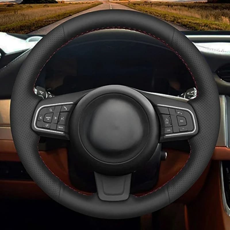 Coprivolante per auto in morbida pelle nera per Jaguar E-Pace 2017-2019 F-Pace 2016-2017 XE 2015-2017 XF 2016 201