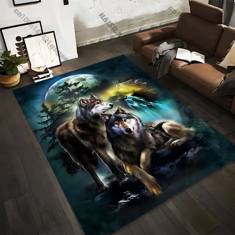 21 Sizes Wolves nature moonlit landscape Printed Area Rugs for Adult Yoga Mats Living Room Decor Personalized Doormat