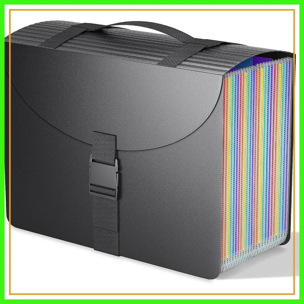 Organizzatore per Documenti a Fisarmonica con 25 Tasche e Maniglia, Cartella Espandibile Portatile per Documenti A4/Letter, con Schede A-Z Incluse