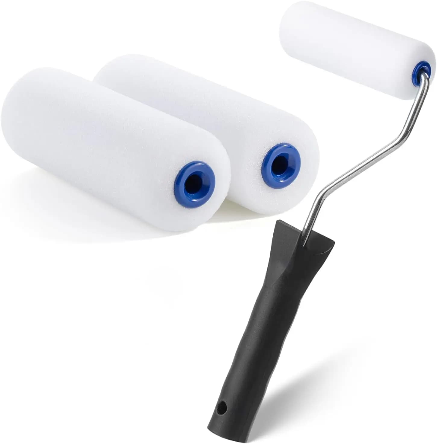 4 Inch Painting Roller Frame with 2 Foam Covers for a Lyscia and Uniform Painting on Small Surfaces