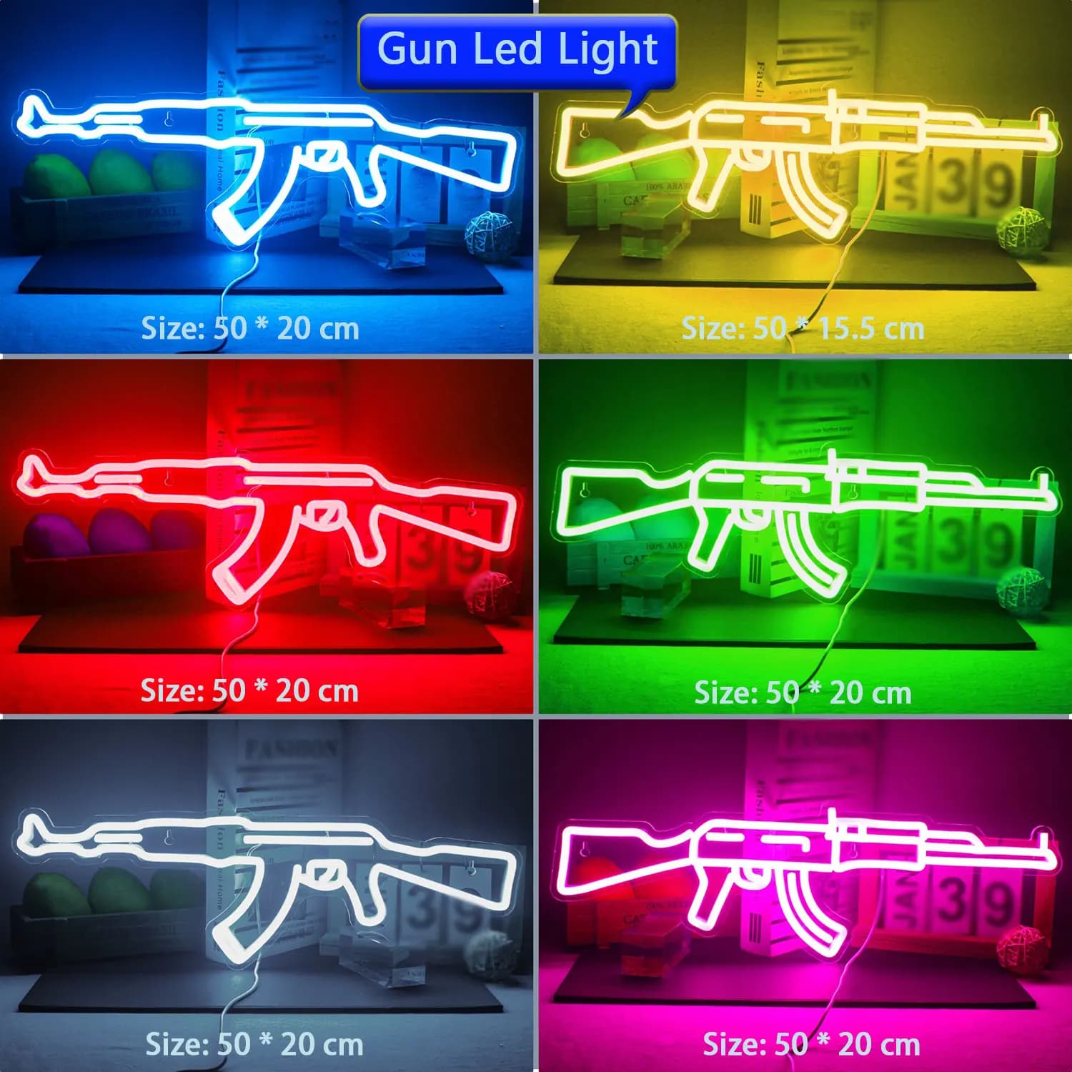 Insegna al Neon AK-47 a LED a Forma di Pistola, Arte Murale Illuminata per Sale Giochi, Club, Man Cave, Lampada Notturna Sospesa in Stile Cyberpunk Elegante