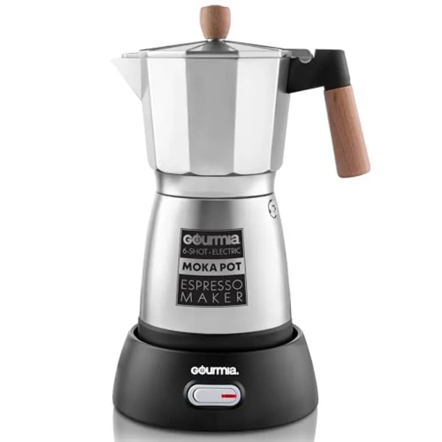 Caffettiera Elettrica Moka per Espresso, 6 Porzioni, Stile Italiano, 550W, Staccabile, Rotazione a 360° ° Base senza fili in alluminio per alimenti Beec