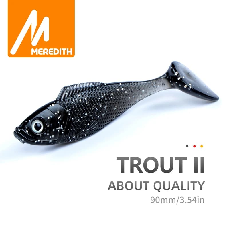Meredith Trota 10 pz/lotto Attrezzatura Da Pesca Esca 10 Colori Pesca Esche Morbide Coda di Sirena 9g/90mm
