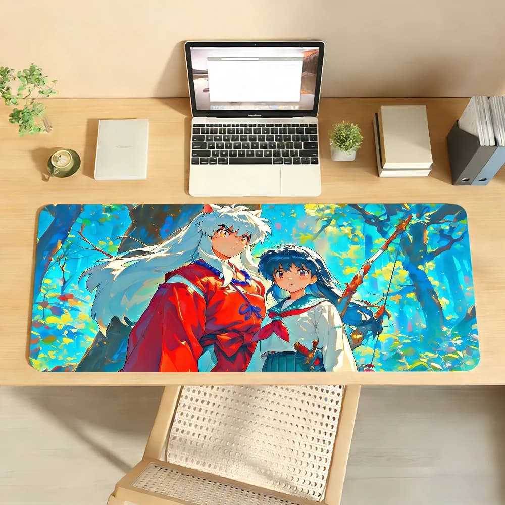 Tappetino per mouse Anime I-Inuya-shaES, antiscivolo, con bordo bloccabile, per PC, laptop, accessori per ufficio, tastiera in gomma, grande, XXL, per gaming